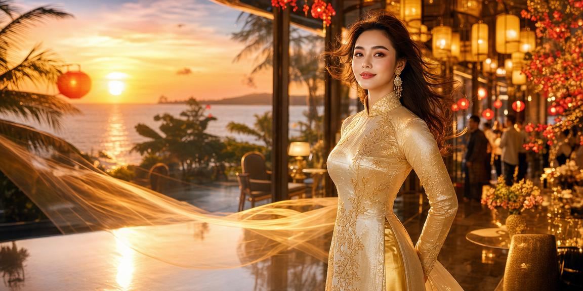 Trò chơi bài kiểu Sài Gòn với trang phục áo dài trong khung cảnh hiện đại